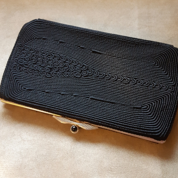 Vintage black cord clutch - Picture 6 of 9